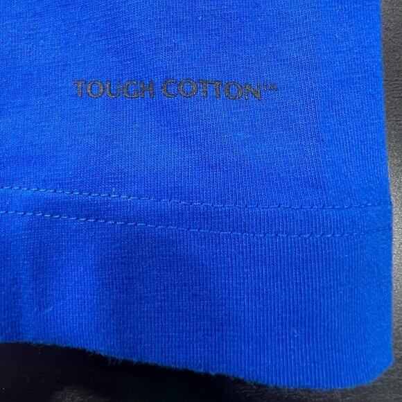 AKHG x Duluth Trading Co Crosshaul Elbow Sleeve Crop Tee, Sapphire, size 3X - Picture 8 of 12